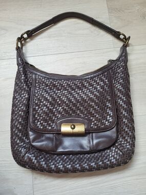 Coach Kristen Woven Leather Hobo Shoulder Bag in  Brown